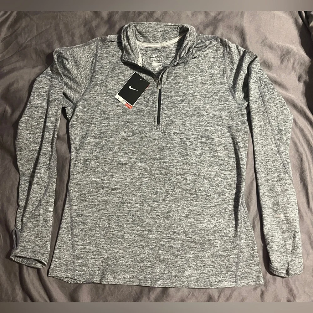 Nike Dri-Fit Heather Gray Long-Sleeved Quarter-Zip, size large